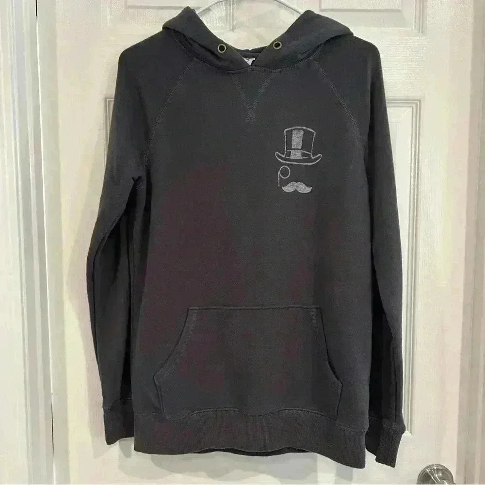 Monopoly Man Faded Black Hoodie Front Pocket Men Sz S  Junk Food Game Night